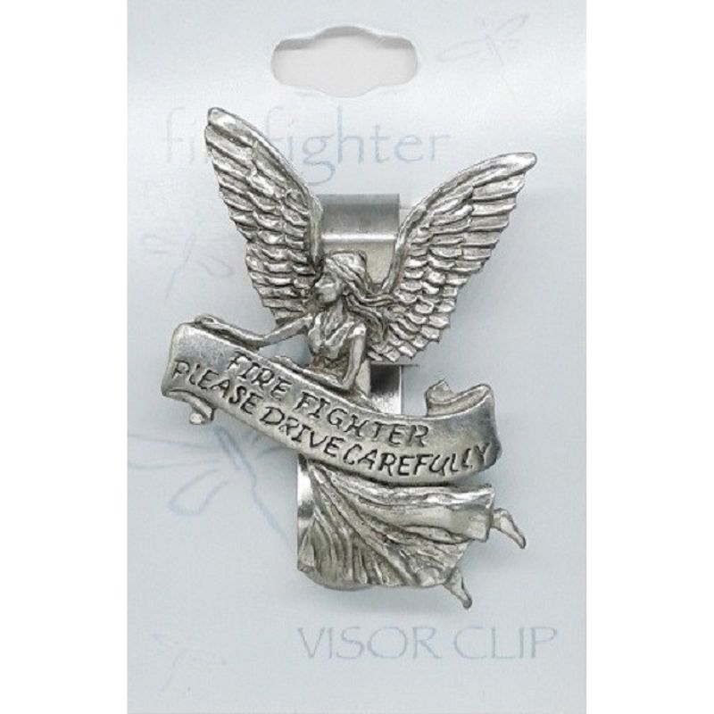 Pewter Visor Clip - Guardian Angel for 'Firefighter' - Click Image to Close